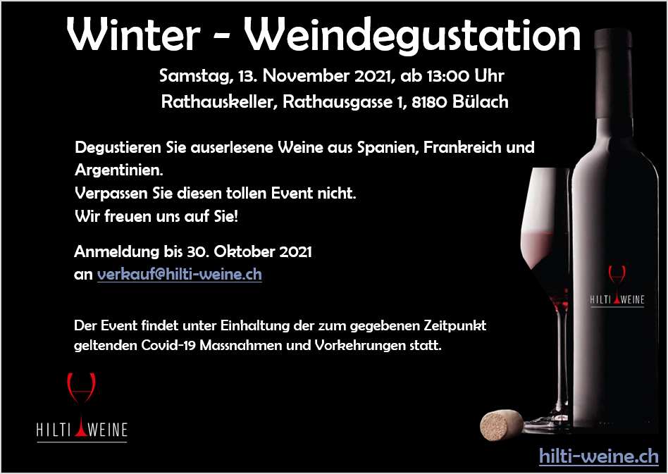 Weindegustation in Bülach am 13. November 2021