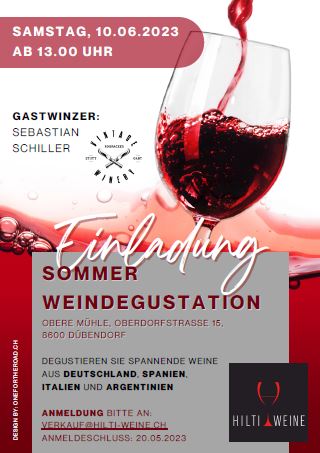 Weindegustation Obere Mühle in 8600 Dübendorf am 10. Juni 2023